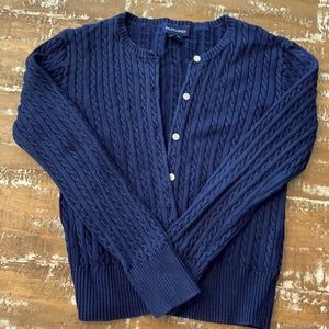 Ralph Lauren Navy Blue Cable Knit Cardigan, Girls, Size Large